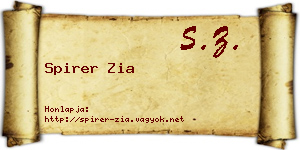 Spirer Zia névjegykártya